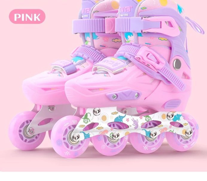 Role copii 2 in 1, Angel Wings, cu casca, cotiere si genunchiere, masuri reglabile 31-34 roz S [4]