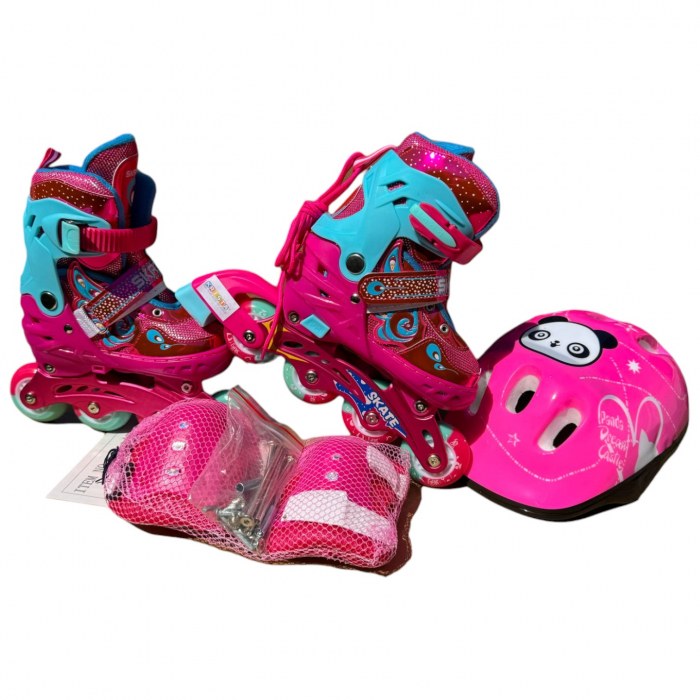 Role copii MY-918TDS, 31-34 roz S, 4 roti, 3 in 1, cu accesorii de protectie, masuri reglabile [6]