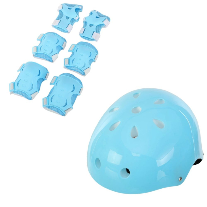 Role copii 2 in 1 BW230, reglabile S 31-34, casca, protectii, bleu cu alb [4]