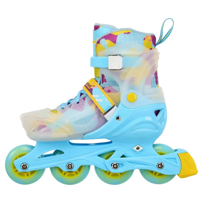 Role copii 2 in 1 BW230, reglabile S 31-34, casca, protectii, bleu cu alb [3]