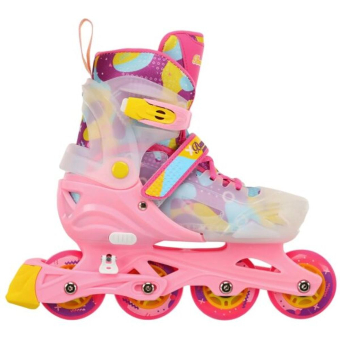 Role copii 2 in 1 BW230, reglabile S 31-34, casca, protectii, roz cu alb [4]