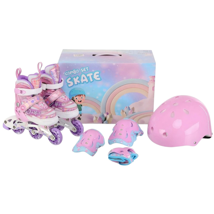 Role copii 2 in 1, BW902, cu 3 roti cu lumini, masuri reglabile 27 - 30, roz, XS [5]