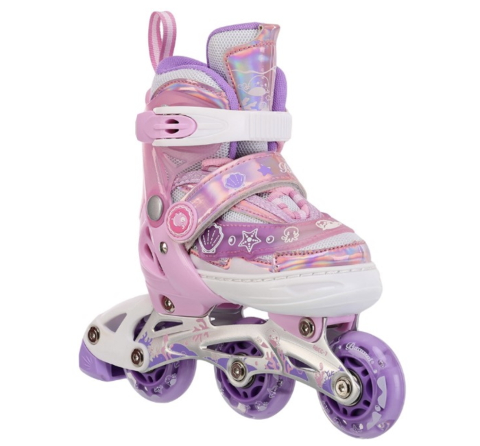 Role copii 2 in 1, BW902, cu 3 roti cu lumini, masuri reglabile 27 - 30, roz, XS [3]