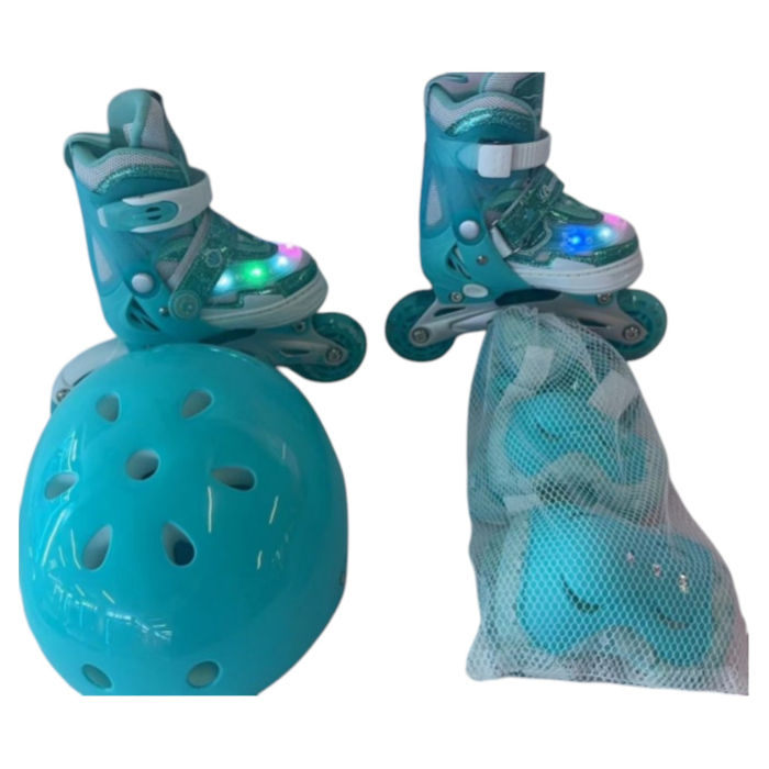 Role copii 2 in 1, BW902, cu 3 roti cu lumini, masuri reglabile 27 - 30, bleu, XS [3]