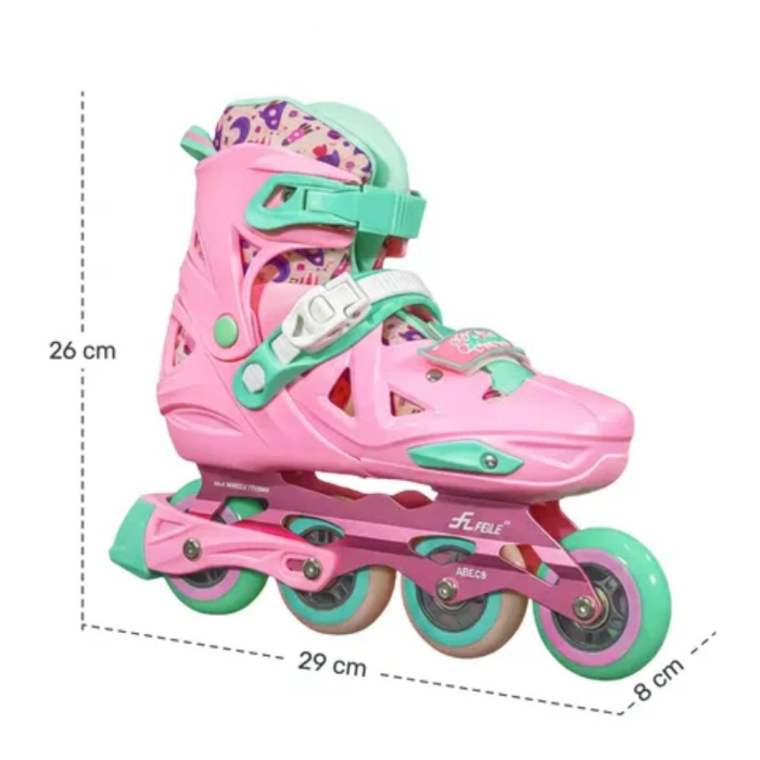 Role copii BW225, cu 4 roti cu lumini, masuri reglabile 31 - 34, roz, S [7]