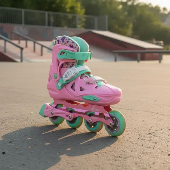 Role copii BW225, cu 4 roti cu lumini, masuri reglabile 31 - 34, roz, S [9]