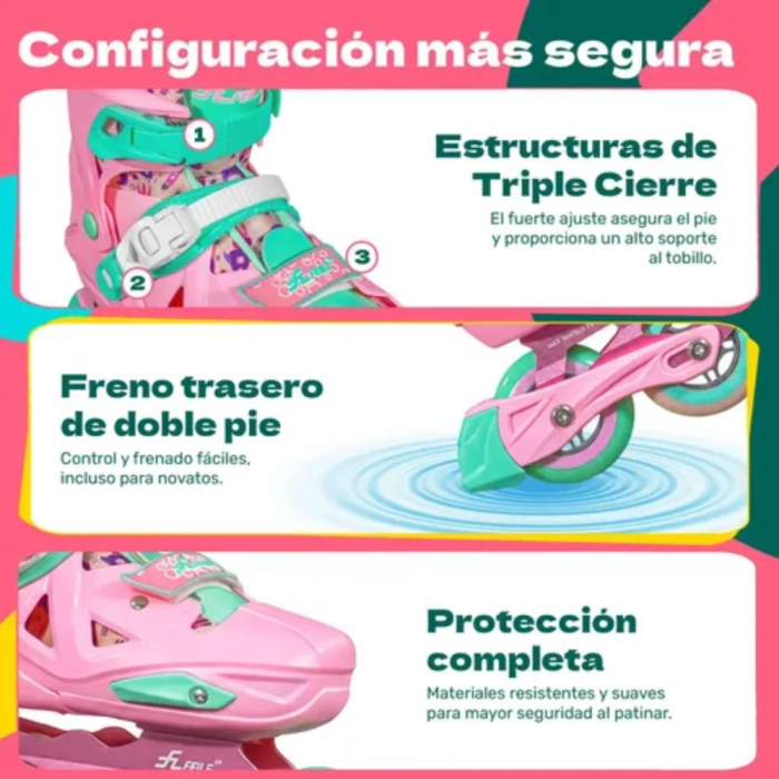 Role copii BW225, cu 4 roti cu lumini, masuri reglabile 31 - 34, roz, S [8]