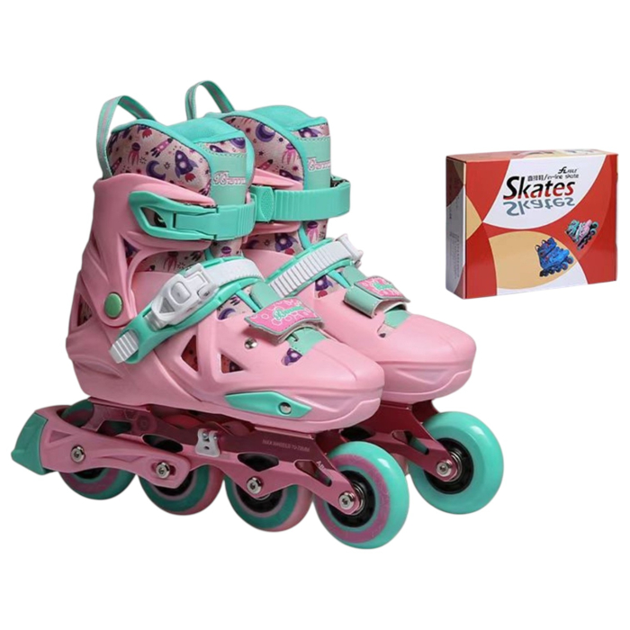 Role copii BW225, cu 4 roti cu lumini, masuri reglabile 31 - 34, roz, S [6]