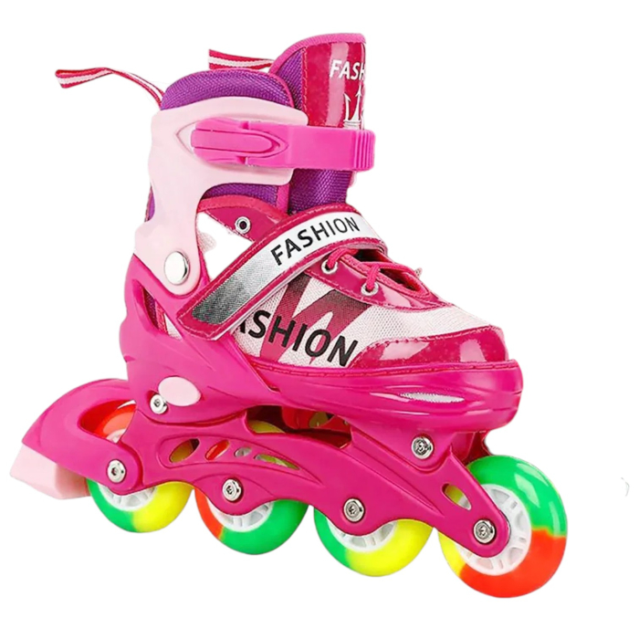Role copii 802AT, reglabile S 30-34 cu roti LED, roz [3]