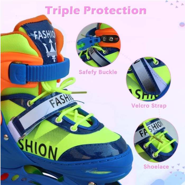 Role copii 802AT, reglabile S 30-34 cu roti LED, albastru [3]