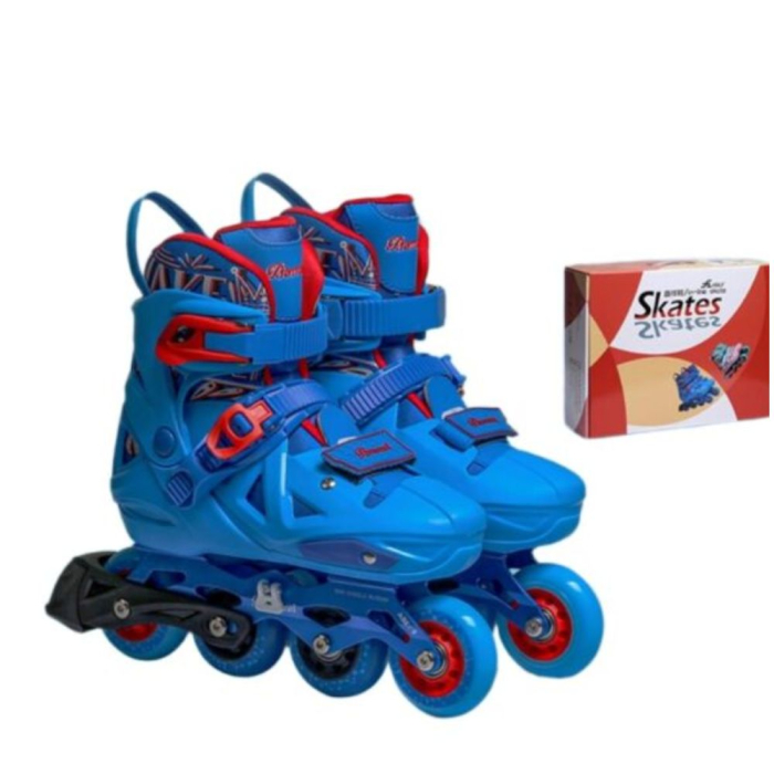 Role copii BW225, cu 4 roti cu lumini, masuri reglabile 31 - 34, albastru, S [5]