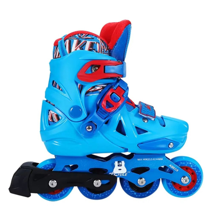 Role copii BW225, cu 4 roti cu lumini, masuri reglabile 31 - 34, albastru, S [3]