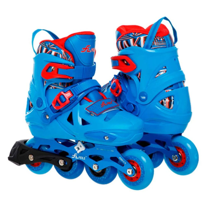 Role copii BW225, cu 4 roti cu lumini, masuri reglabile 31 - 34, albastru, S [4]