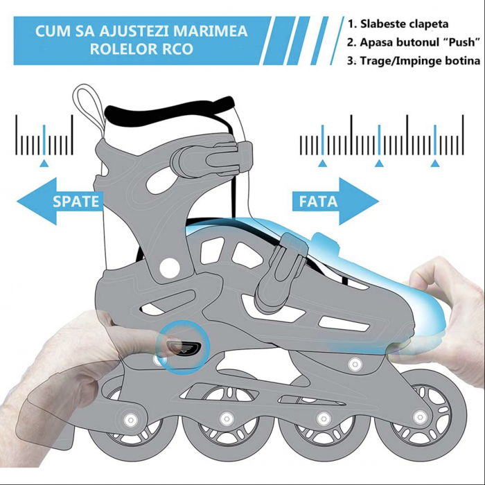 Role copii 2 in 1, R010S cu casca, cotiere si genunchiere, masuri reglabile 29-32, roz [4]