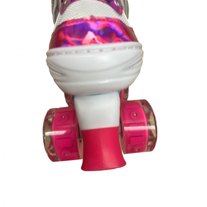 Role copii Shiny cu 4 roti cu lumini, masuri reglabile 31 - 34, roz, S [10]