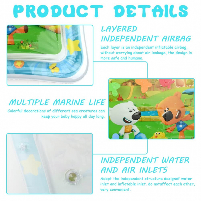 Saltea cu apa pentru bebelusi 70 x 50 cm - Prietenii catelusi la joaca [6]