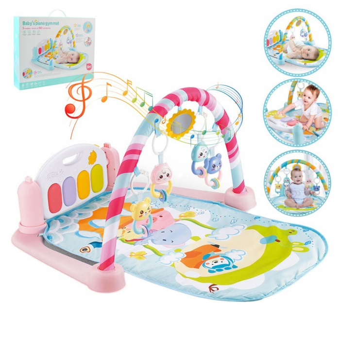 Saltea interactiva pentru gimnastica bebelusilor cu pian, roz - Krista® [3]