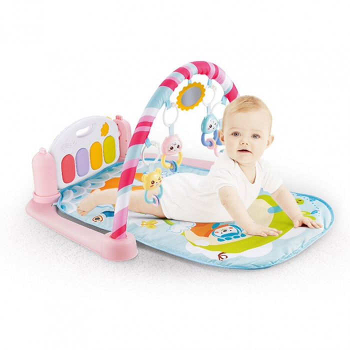Saltea interactiva pentru gimnastica bebelusilor cu pian, roz - Krista® [5]