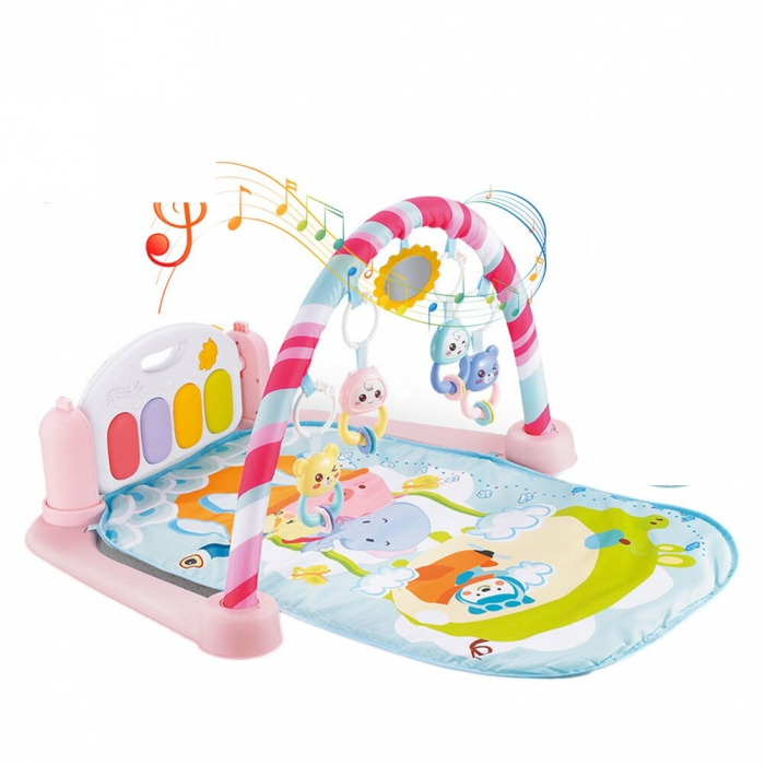 Saltea interactiva pentru gimnastica bebelusilor cu pian, roz - Krista® [2]