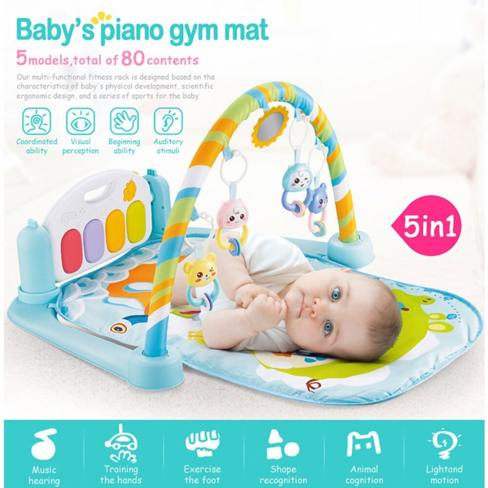 Saltea interactiva pentru gimnastica bebelusilor cu pian, vernil - Krista® [10]