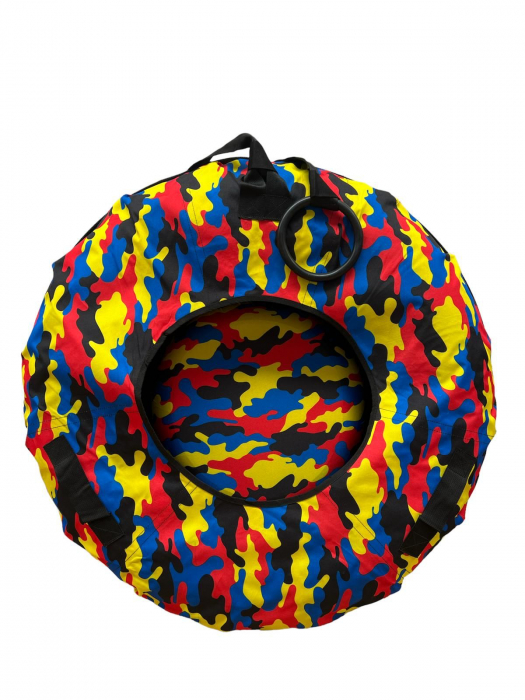 Sanie rotunda gonflabila, cu manere, pentru zapada, multiciolor [4]