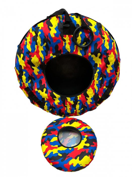 Sanie rotunda gonflabila, cu manere, pentru zapada, multiciolor [3]