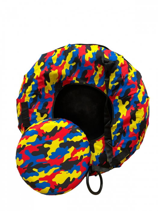 Sanie rotunda gonflabila, cu manere, pentru zapada, multiciolor [2]