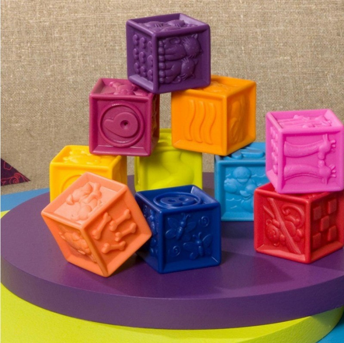 Set 10 cuburi silicon pentru bebelusi, cu texturi si cifre [3]