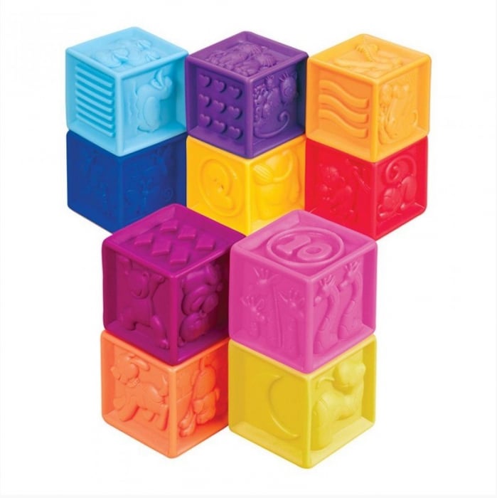 Set 10 cuburi silicon pentru bebelusi, cu texturi si cifre [4]