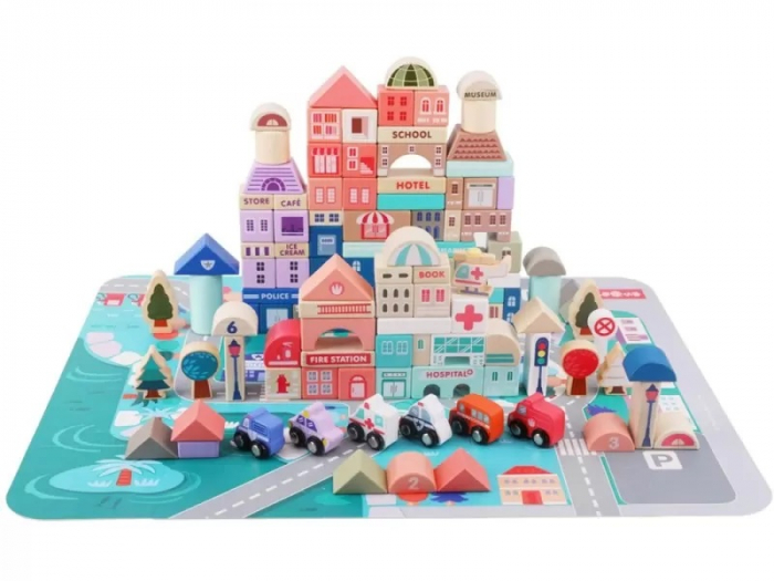Set 115 cuburi de constructie din lemn Orasul Meu [2]