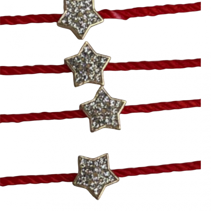 Set 12 martisor bratara metal stea aurie cu pietricele - krista 