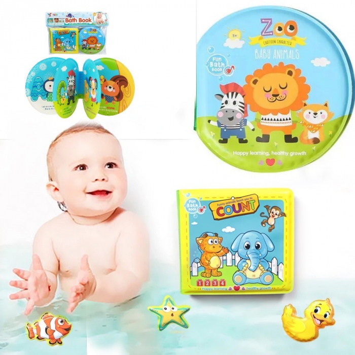 Set 2 carticele bebelusi pentru baie, moi si cu sunete, Zoo [7]