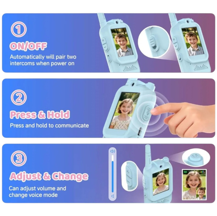 Set 2 Statii Walkie-Talkie cu Apel Video, reincarcabile, 400 m [4]