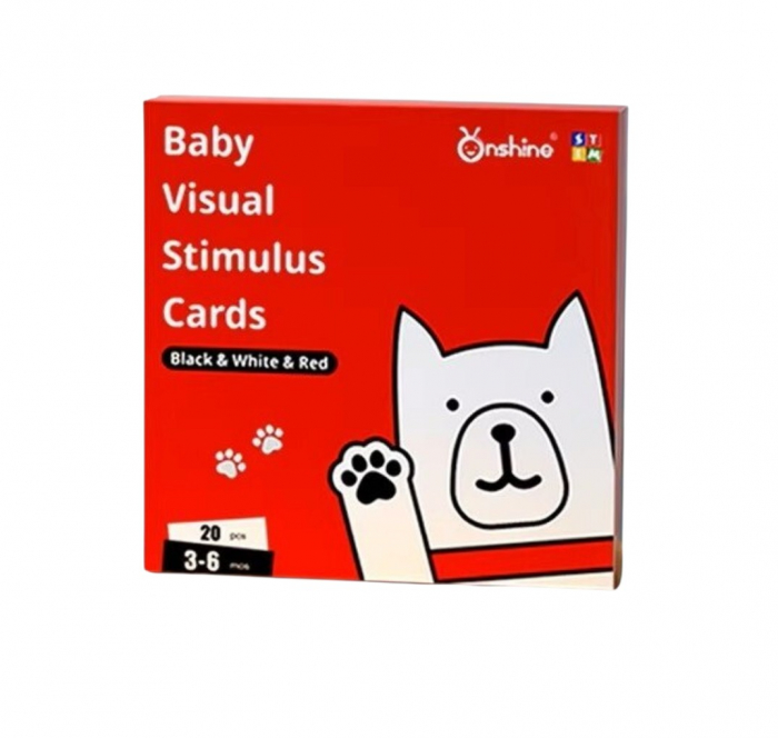 Set 20 carduri flash STEM alb-negru-rosu, de stimulare vizuala pentru bebelusi 3-6 luni [12]