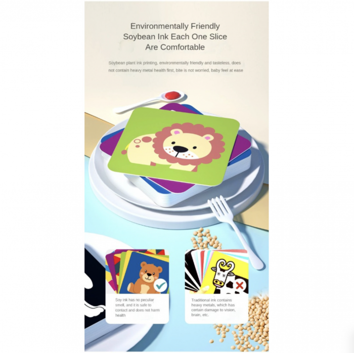 Set 20 carduri flash STEM alb-negru-rosu, de stimulare vizuala pentru bebelusi 3-6 luni [10]