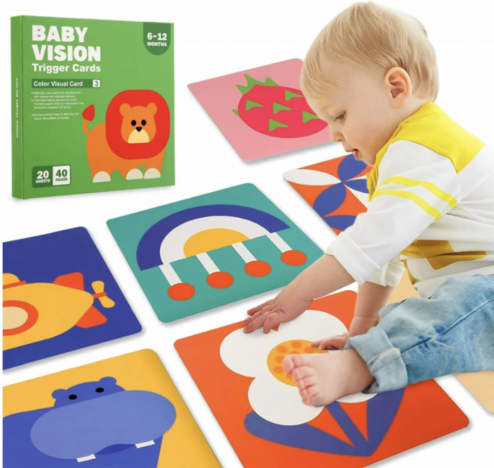 Set 20 carduri STEM de stimulare vizuala si senzoriala pentru bebelusi 6-12 luni [2]