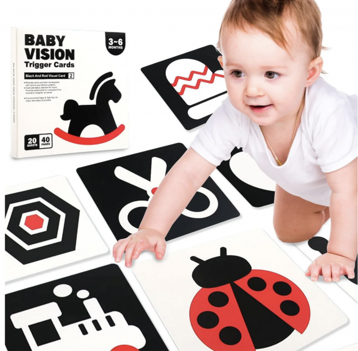 Set 20 carduri STEM alb-negru-rosu, de stimulare vizuala pentru bebelusi 3-6 luni [3]