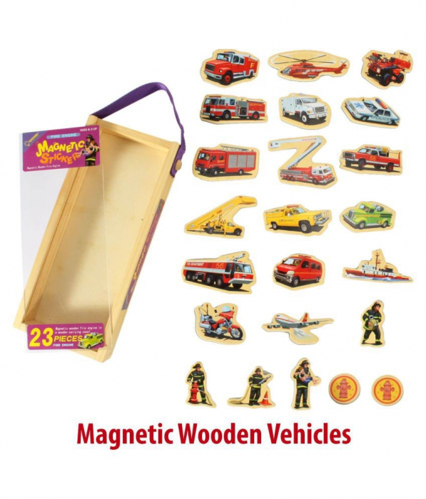 Set 23 piese magnetice din lemn, cu ilustratii grafice mijloace de transport - Krista® [5]