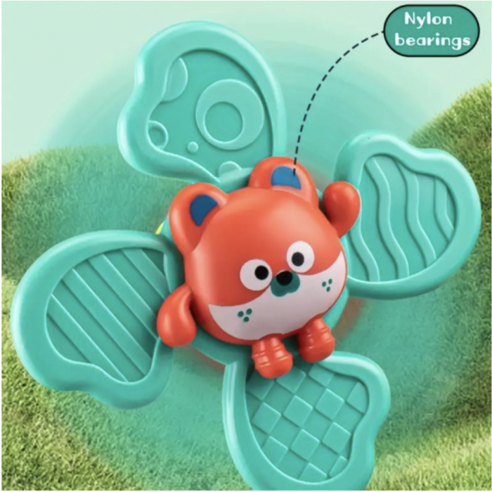 Set 3 jucarii senzoriale cu spinner si ventuza, Animalute, pentru bebelusi [4]
