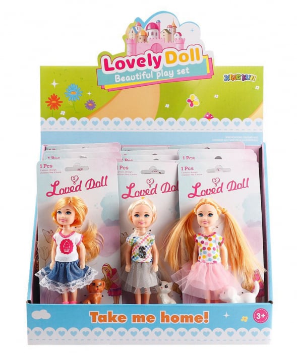 Set 3 papusi cu animal de companie, Lovely Doll