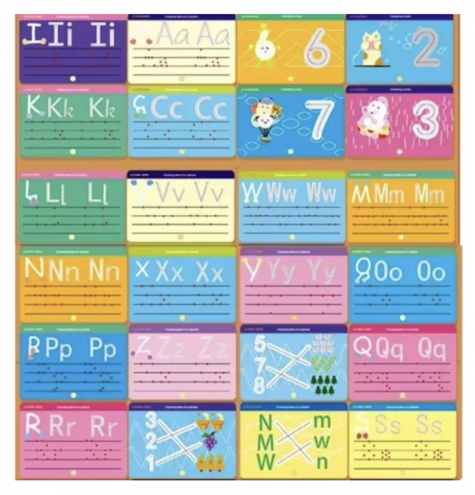 Set 26 cartonase reutilizabile pentru invatat scrierea alfabetului [4]