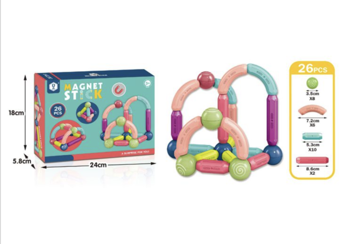 Set 26 bete magnetice cu bile, constructii 3D, multicolor, 3 ani+ [6]