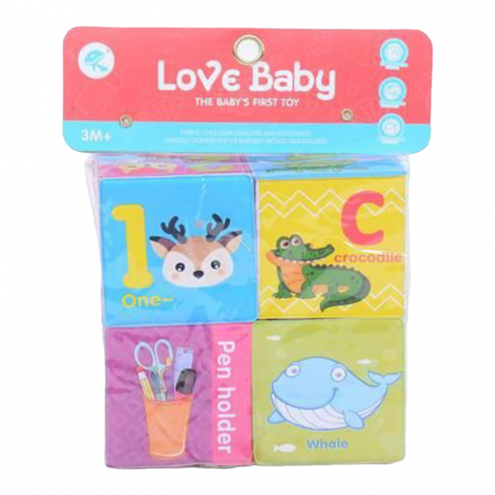 Set 4 cuburi moi pentru bebelusi, Love Baby Animale