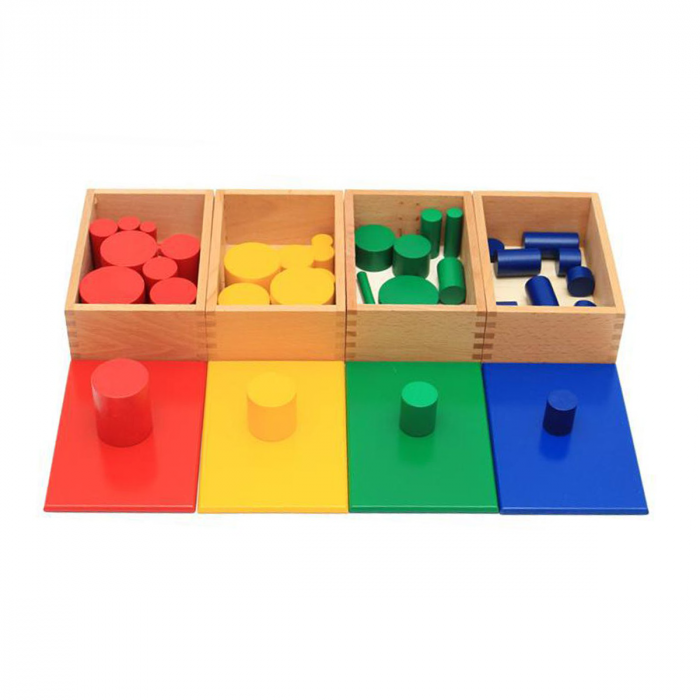 Set 4 cutii Cilindri din lemn Montessori [7]