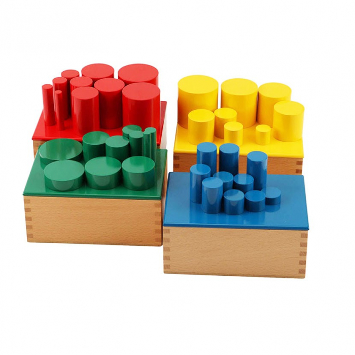 Set 4 cutii Cilindri din lemn Montessori [2]