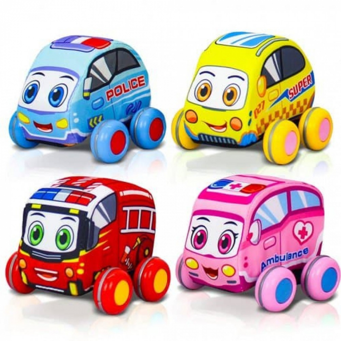 Set 4 masinute colorate, din material textil