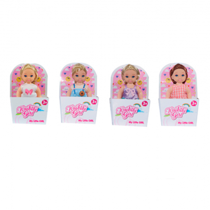 Set 4 papusi cu membre mobile My Little Girl, 7.5 cm