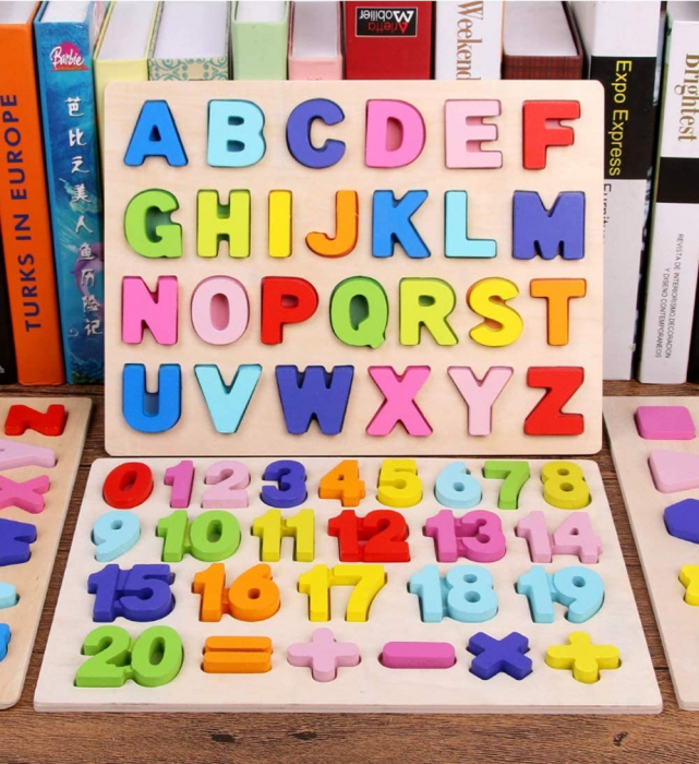 Set 4 puzzle incastru 3D - alfabet si cifre [3]