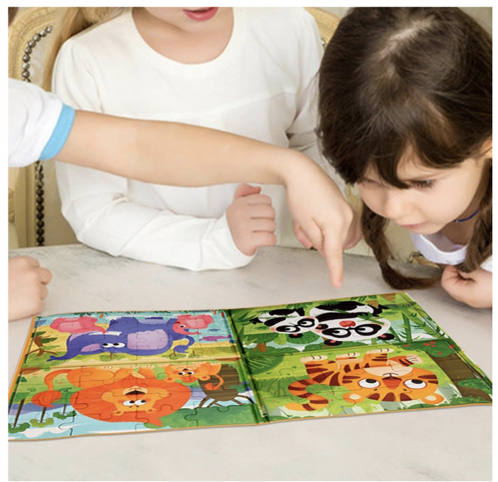 Set 4 puzzle-uri magnetice din lemn – animale salbatice, Montessori [4]