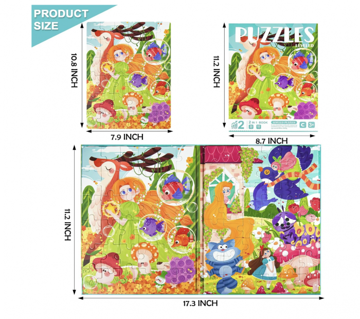 Set 4 puzzle-uri magnetice din lemn – Printesa Elfica, Montessori [5]